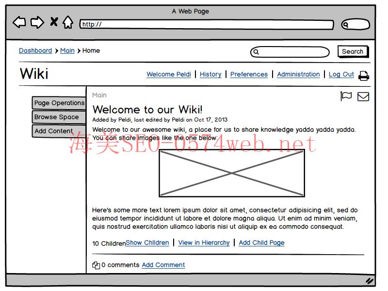 Basalmiq wireframe of Wikipedia